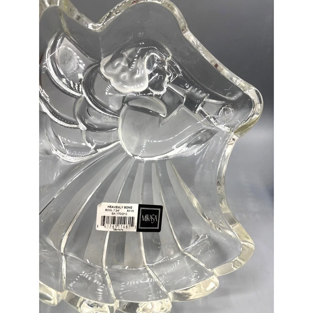 Mikasa Heavenly Song Glass Angel Trumpet Serving Bowl 7‎ 3/4 Inch Germany